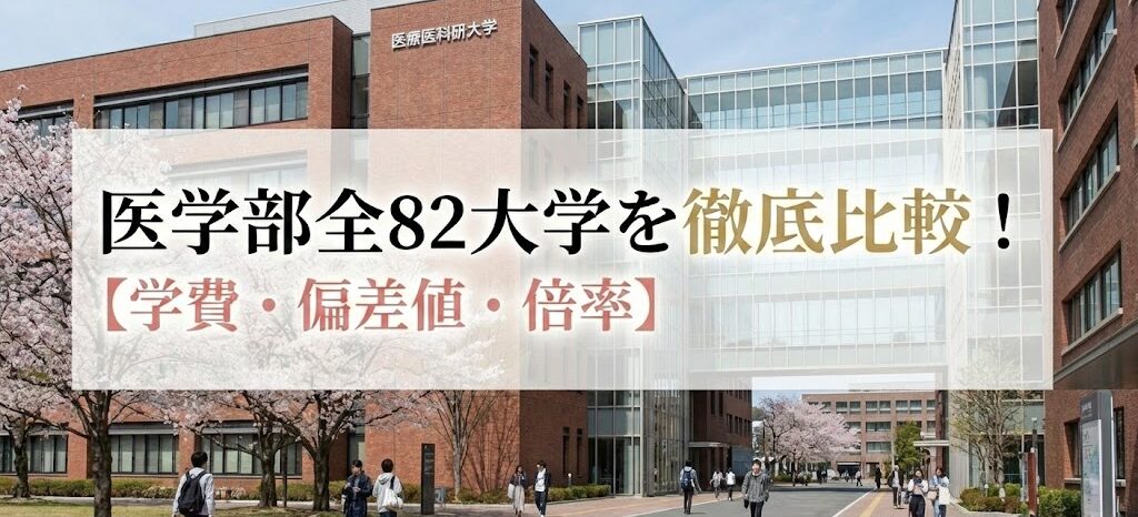 【2026年最新版】医学部全82大学を徹底比較！【学費・偏差値・倍率】